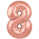 Oaktree 30inch Number 8 Rose Gold - Foil Balloons